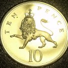 Cameo Proof Great Britain 1990 10 New Pence~Lion Coin~Only 100,000 Minted~Fr/Shi