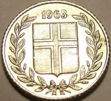 Brilliant Unc Iceland 1963 10 Aurar~We Have Iceland Coins~Free Shipping