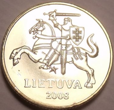 Gem Unc Lithuania 2008 20 Centu~Knight On a Horse~Excellent~Free Shipping