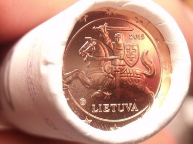 Gem Unc Original Roll (50) Lithuania 2015 1 Euro Cents~Knight On a Horse~Free Sh