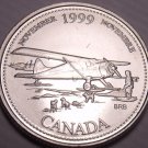 Unc Canada 1999 Millennium 25 Cents~November~Bush Plane With Landing Skiis~Fr/Sh