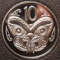 Rare Cameo Proof New Zealand 1992 10 Cents~9,000 Minted~Maori Mask~Free Ship
