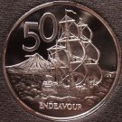 Huge Cameo Proof New Zealand 1983 50 Cents~Only 18,000 Minted~HMS Endeavour~Fr/S