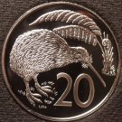 Large Rare Cameo Proof New Zealand 1983 20 Cents~18,000 Minted~Kiwi Bird~Free Sh