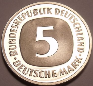 Gem Cameo Proof Germany 1975-J 5 Marks~Eagle With Feathers Spread~43k Minted~F/S