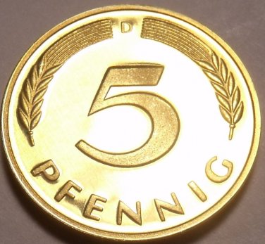 Gem Cameo Proof Germany 1975-D 5 Pfennig~Minted In Munich~43k Minted~Free Shi