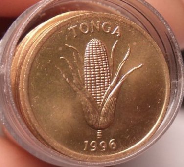 Gem Unc Roll (50) Tonga 1996 Seniti Coins~World Food Day~Ear Of Corn~Vanilla~F/S
