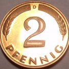 Cameo Proof Germany 1975-D 2 Pfennig~Minted In Munich~43,000 Minted~Free Shi