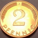 Cameo Proof Germany 1975-J 2 Pfennig~Minted In Hamburg~43,000 Minted~Free Shi