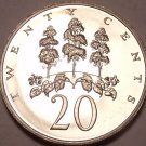 Large Rare Proof Jamaica 1969 20 Cents~Mahoe Tree~Only 30,000 Minted~Free Ship