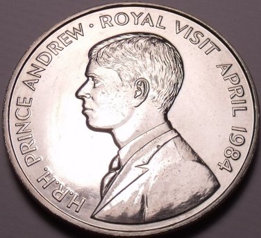 Gem Unc Saint Helena 1984 50 Pence~Royal Visit OF Prince Andrew~Free Shipping