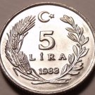 Rare Gem Unc Turkey 1988 5 Lira~Cresent Moon And Star~100,000 Minted~Free Ship Rare Gem Unc Turkey 1988 5 Lira~Cresent Moon And Star~100,000 Minted~Free Ship