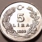 Rare Gem Unc Turkey 1988 5 Lira~Cresent Moon And Star~100,000 Minted~Free Ship