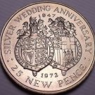Rare Gem Unc Gibraltar 1972 25 Pence~70k Minted~25th Wedding Anniversary~FR/Ship