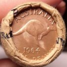 Rare Unc Huge Original Roll (60 Coins) Australia 1964 Half Pennys~Kangaroo~Fr/Sh