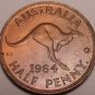 Rare Gem Unc Australia 1964 Half Penny~Mint Luster~Kangaroo~Free Shipping