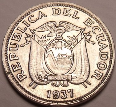 Gem Unc Ecuador 1937-HF 5 Centavos~Excellent~More Then 75 Years Old~Free Ship