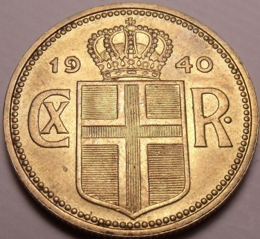 Large Iceland 1940 2 Kronur~546,000 Minted~Free Shipping