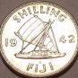 Gem Unc Silver Fiji 1942-S Shilling~King George VI~Sailing Ship~Free Shipping