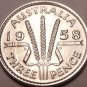 Gem Unc Silver Australia 1958 3 Pence~Excellent~Free Shipping