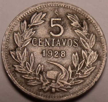 Chile 1928 5 Centavos~Defiant Condor on Rock~Free Shipping*