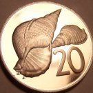 Large Rare Proof Cook Islands 1976 20 Cents~Pacific Triton Shell~18k Minted~Fr/S
