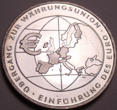 Gem Unc Silver Germany 2002-F 10 Euro~Introduction Of Euro Currency~Free Ship