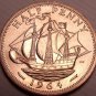 Unc Great Britain 1964 Half Penny~The Golden Hind~Fantastic~Free Shipping