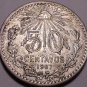 Large Silver Mexico 1907 50 Centavos~Curved 7 Variety~Free Shipping
