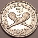 Gem Unc Silver New Zealand 1937 3 Pence~1st Year Ever Minted This Type~Free Ship Gem Unc Silver New Zealand 1937 3 Pence~1st Year Ever Minted This Type~Free Ship