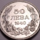 Gem Unc Bulgaria 1940-A 50 Leva~1st Year Ever Minted~Minted In Berlin~Free Ship