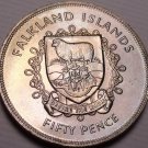 Gem Unc Falkland Islands 1977 50 Pence~The Queens Silver Jubilee~100k Minted~F/S