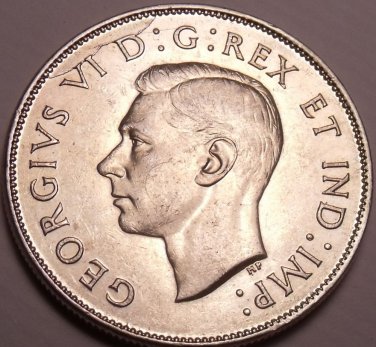 Gem Unc Silver Canada 1943 50 Cents~Mint Error Die Crack~Fantastic~Free Shipping