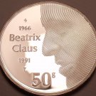 Rare Cameo Silver Proof Netherlands 1991 50 Gulden~34,700 Minted~Wedding~Fr/Ship