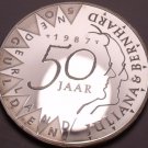 Rare Cameo Silver Proof Netherlands 1987 50 Gulden~52,872 Minted~Wedding~Fr/Ship