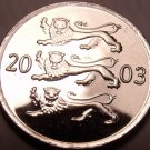 Gem Unc Estonia 2003 20 Senti~Three Lions Stacked~Excellent~Free Shipping