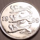 Gem Unc Estonia 1999 20 Senti~Three Lions Stacked~Excellent~Free Shipping