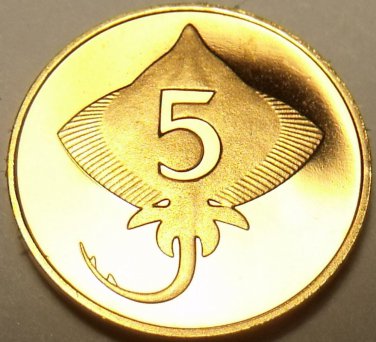 Rare Proof Iceland 1981 5 Aurar~Only 15,000 Minted~Sting Ray~Free Shipping