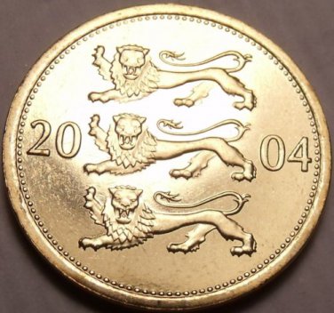 Gem Unc Estonia 2004 50 Senti~3 Leopards Stacked On Each Other~Free Shipping