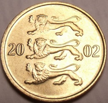 Gem Unc Estonia 2002 10 Senti~3 Leopards Stacked On Each Other~Free Shipping