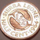 Rare Proof Sierra Leone 1964 Half Cent~10,000 Minted~Double Fish~Free Shipping