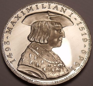 Rare Silver Proof Austria 1969 50 Schilling~Death Of Maximillian~55k Minted~FS