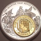 Massive 50mm Silver And Gold Plated The Quarter That Never Was Medallion~Fr/Ship Massive 50mm Silver And Gold Plated The Quarter That Never Was Medallion~Fr/Ship