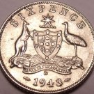 Unc Silver Australia 1943-D 6 Pence~Over 70 Years Old~Free Shipping Unc Silver Australia 1943-D 6 Pence~Over 70 Years Old~Free Shipping