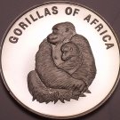 Silver Proof Uganda 2003 1,000 Shillings~Female Gorilla With Infant~Free Ship