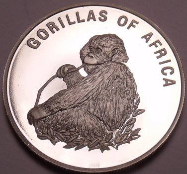 Silver Proof Uganda 2003 1,000 Shillings~Gorilla Eating~Fantastic~Free Shipping