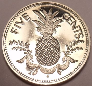 Proof Bahamas 1974 5 Cents~Pineapple~1st Year Ever Minted This Type~Free Ship
