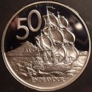 Rare Cameo Proof New Zealand 1985 50 Cents~12,000 Minted~H.M.S. Endeavour~Fr/Shi Rare Cameo Proof New Zealand 1985 50 Cents~12,000 Minted~H.M.S. Endeavour~Fr/Shi