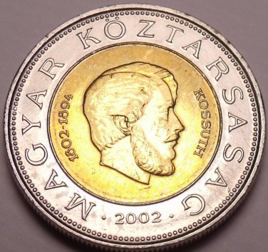 Gem Unc Hungary Bi-Metal 2002 100 Forint~Lajos Kossuth~Only 997k Minted~Fr/Ship