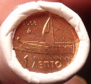 Gem Unc Original Roll (50) Greece 2003 1 Euro Cents~Ancient Athenian Trireme~F/S